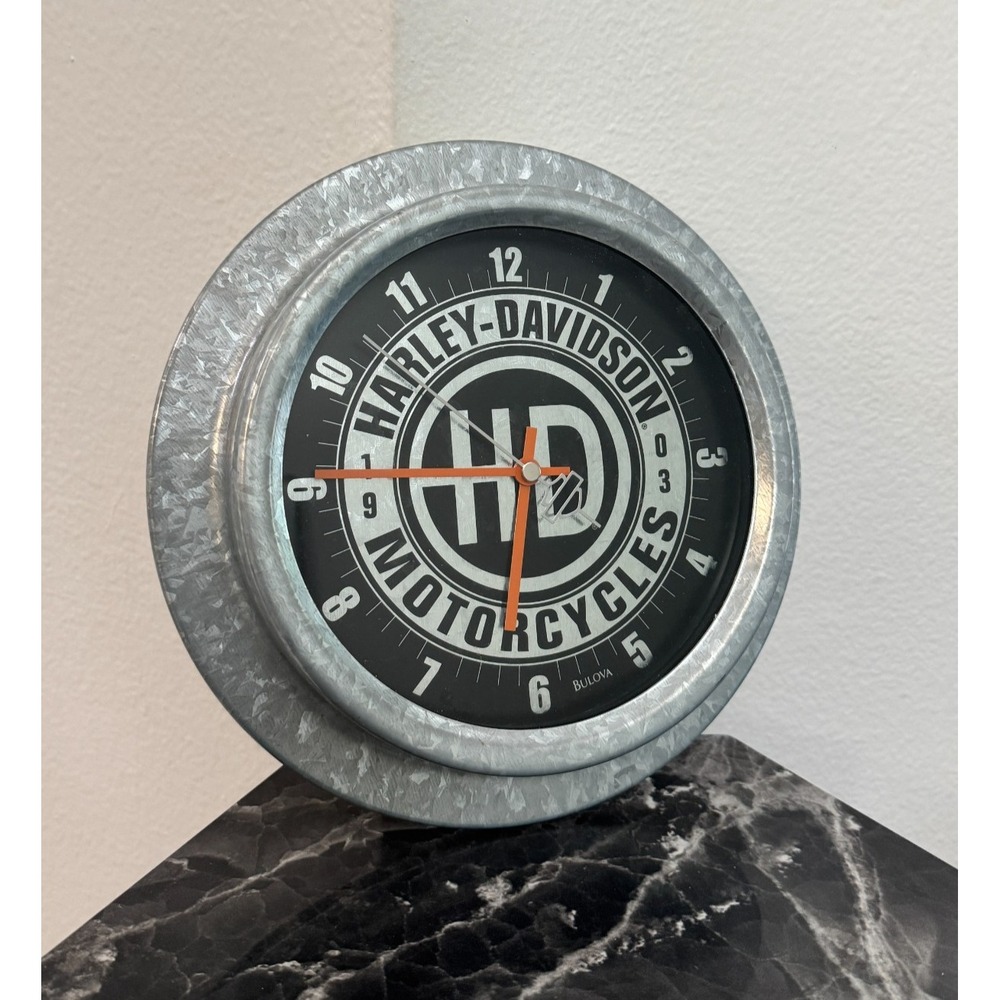 Vintage Harley-Davidson Bulova Motorcycle Wall Clock Metal Garage Decor 2006